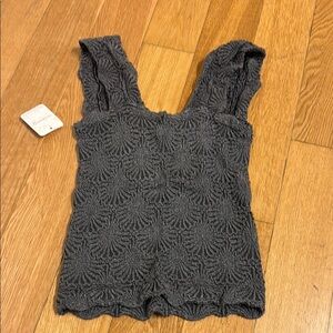 Anthropologie Gray Cropped Square Neck Tank Top